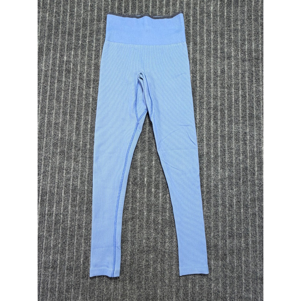 Outdoor Voices Ribbed Seamless Leggings Women XXS Blue High Waist Sporty Workout